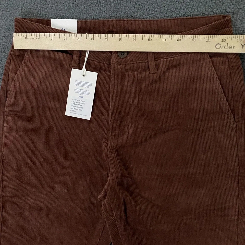 Katin Corey Corduroy Pant Mens 30x32 Slim Straight Chino Mahogany Brown